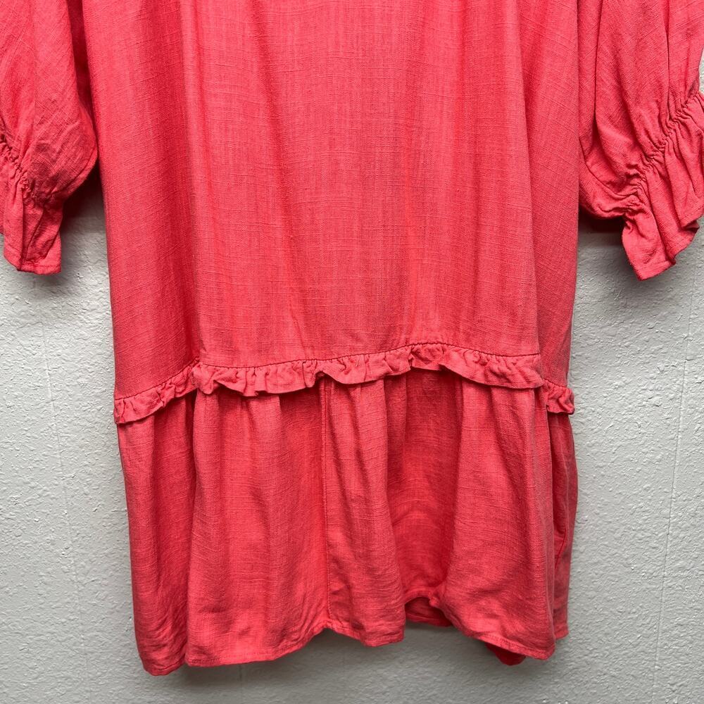 Shop The Mint Oversized Cotton Linen Dress Womens M Ruffle Boho Festival Beachy - Picture 5 of 14